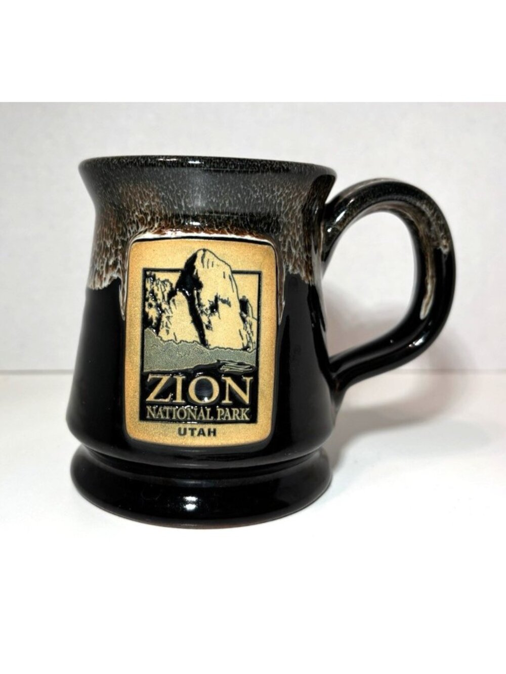 Deneen Pottery Zion National Park Mug Utah USA 2016 Brown Drip Glaze